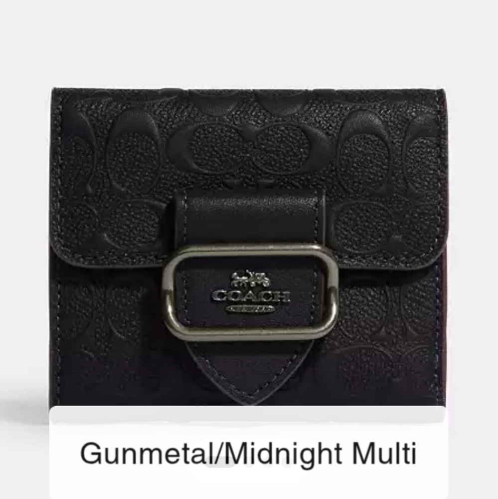 Coach Small Mirgan Wallet in Signature Leather - NWOT - Black Leather Wallet
